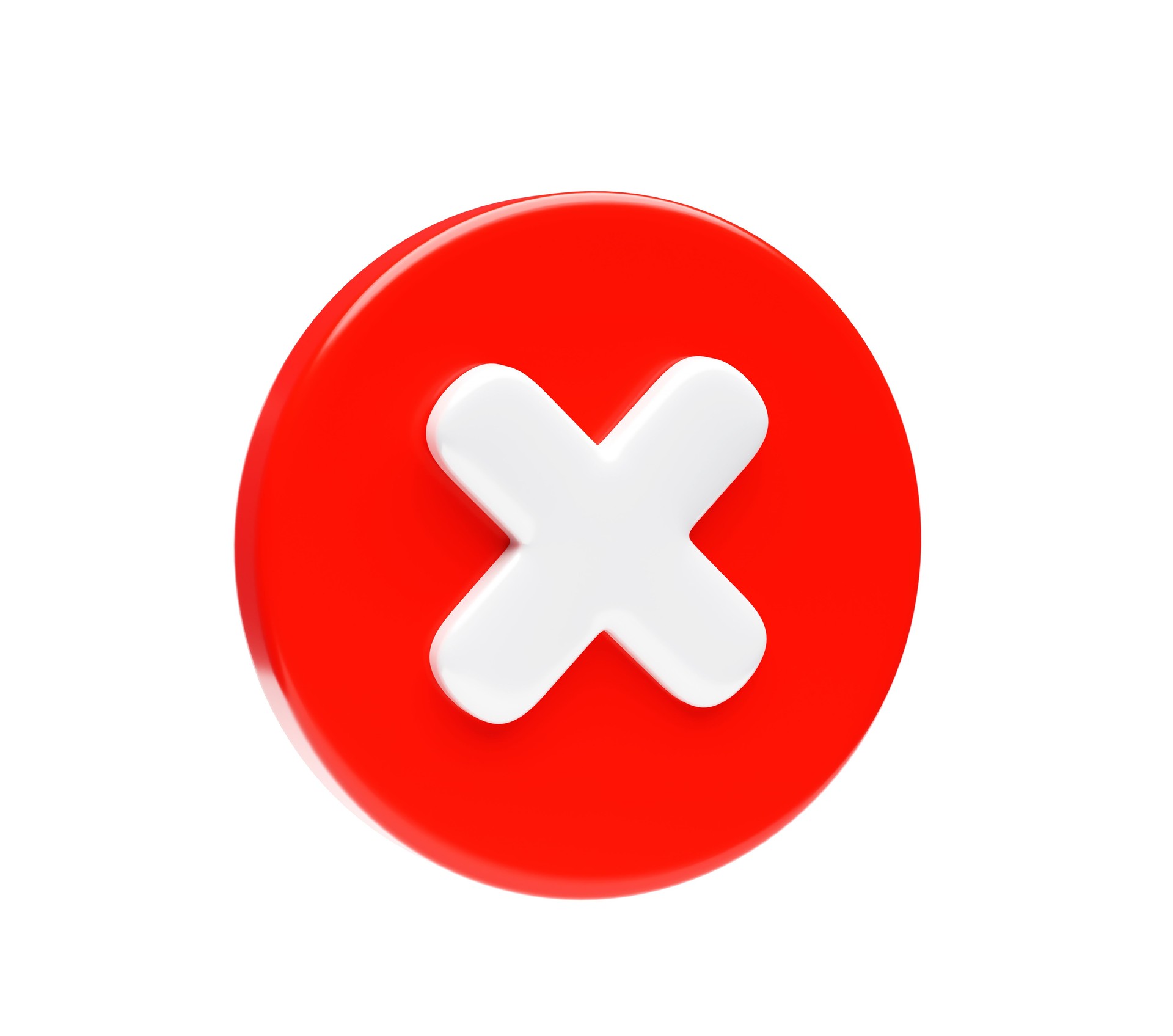 Cross mark Icon on Red bubble symbol element 3d illustration